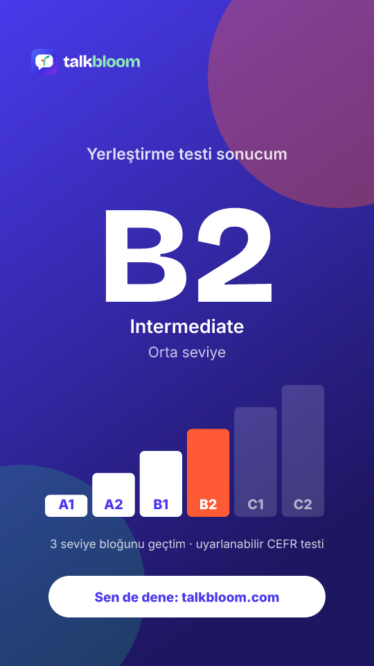Örnek seviye testi sonuç kartı: B2
